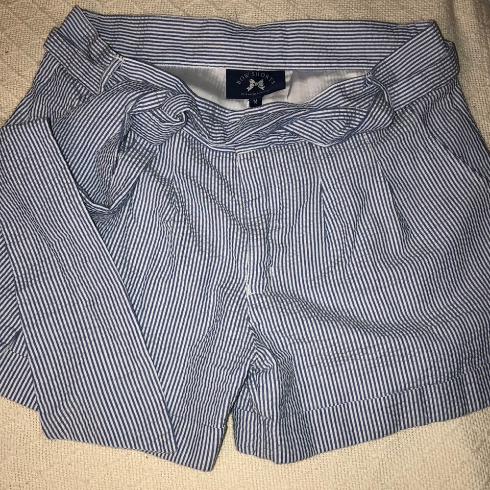 Lauren James Seersucker Bow Shorts